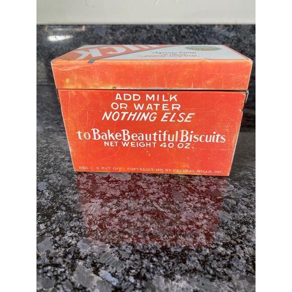 Vintage Bisquick Recipe Metal Tin Box Holder - Picture 6 of 11